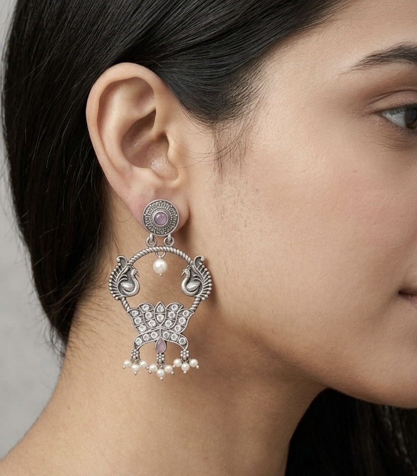 ANTIQUE OXIDIZED EARRINGS RS04282 - Image 2