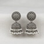 FLORAL MOTIF OXIDIZED JHUMKA RS04312