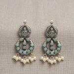 OXIDIZED PEARL DROP EARRINGS RS04382