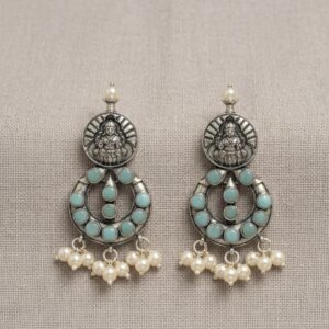 OXIDIZED PEARL DROP EARRINGS RS04382