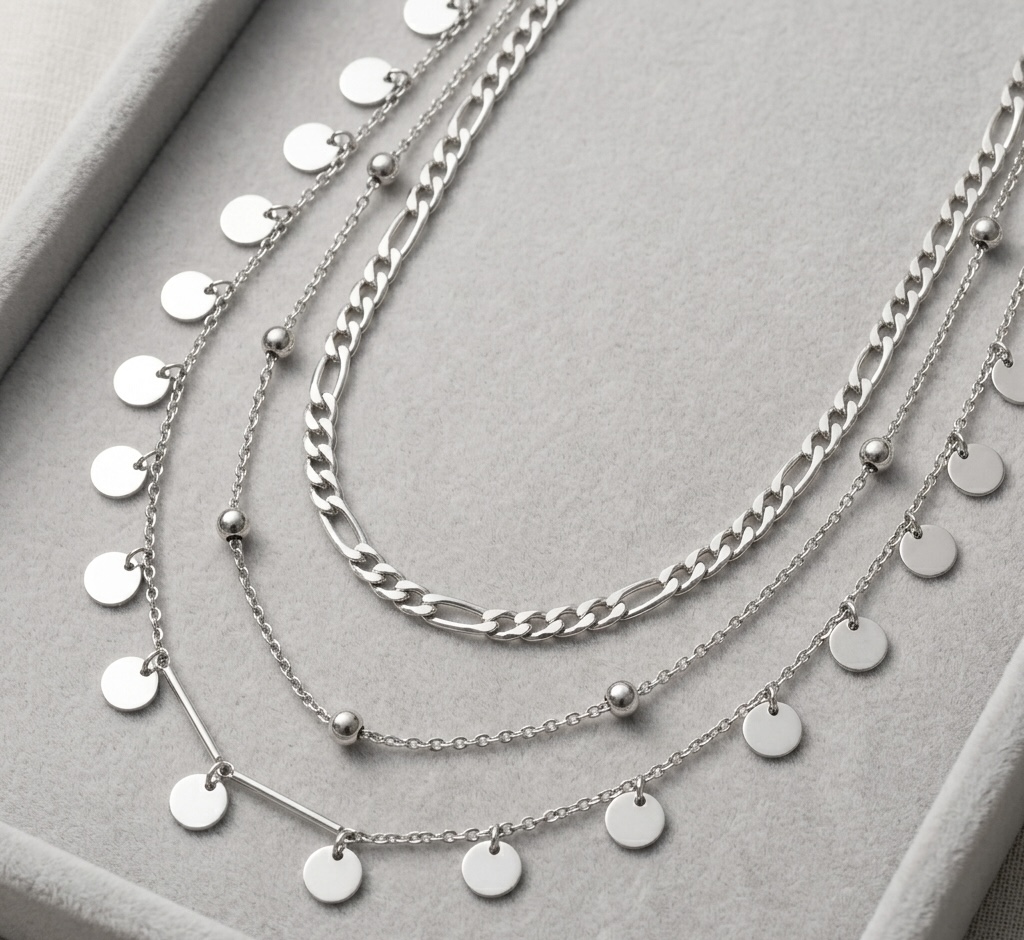 LAYERED MEDALLION STATEMENT NECKLACE RS07152 - Image 3