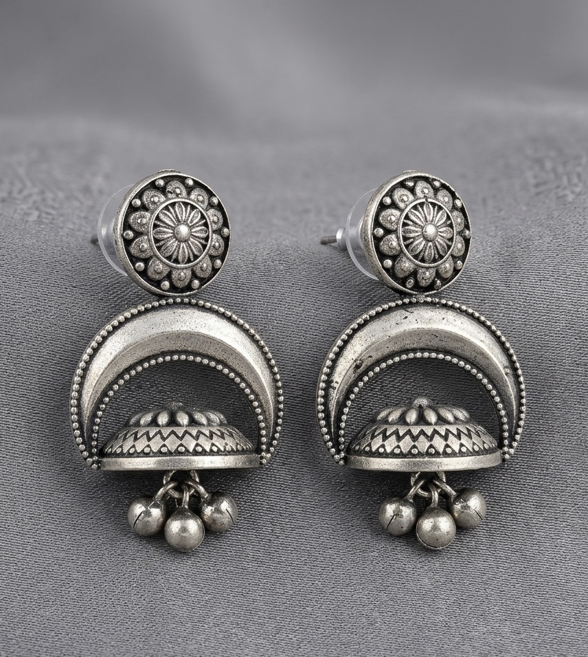 FLORAL OXIDIZED JHUMKAS RS04432