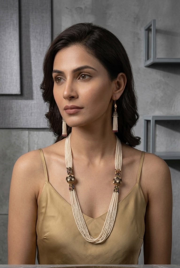 THE PEARL MALA WITH EARRINGS RS07162 - Image 2