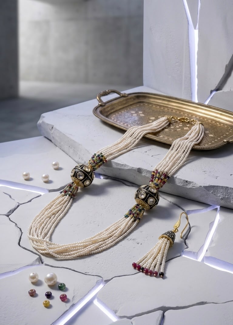 THE PEARL MALA WITH EARRINGS RS07162